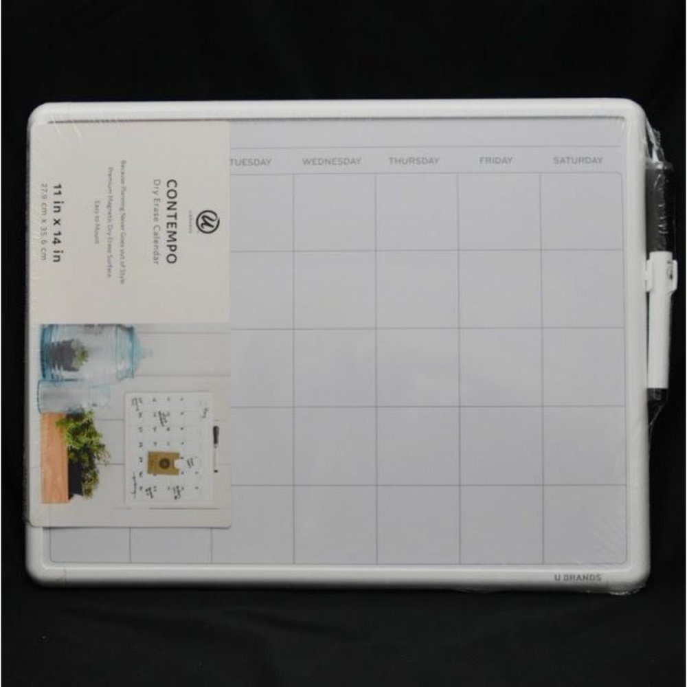U Brands Magnetic Dry Erase Monthly Calendar Comtempo 14 x 11 White Surface Whit - Picture 2 of 6